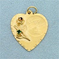 Heart Happy Birthday Pendant in 14K Yellow Gold