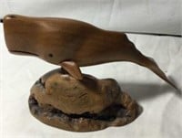Wooden Whale figurine measures 8 1/2 long