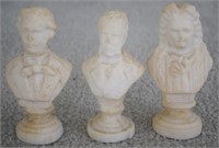 (3) Vtg Miniature Parian Musician Bust Figures