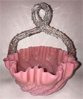 Pink Art Glass Basket
