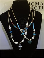 3- Southwest style necklaces, w/ cross, heart &