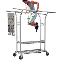 HYSEYY Heavy Duty Clothes Rack, Rolling Clothing