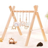 HAN-MM Wooden Baby Gym with 6 Wooden Baby Toys Fo