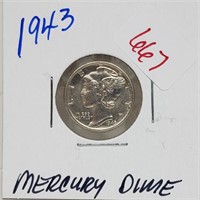 1943 90% Silver Mercury Dime 10 Cents