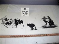2pc Roger Langford Signed Limited Ed. Rodeo Art