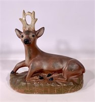 Vintage chalkware deer, 6" x 16" base, 15.5" tall