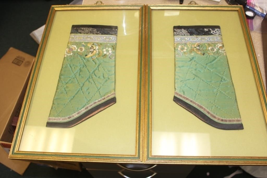 Pair of Framed Chinese Embrodery Sleeves