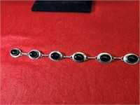 Silver Bracelet w/ Black Onyx Stones .925