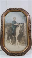 Antique Picture And Frame-Child w/Horse