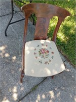 antique burled chair tapestry seat been repaired