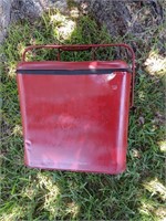 Vintage red cooler chest painted 15" x 16"