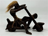 WOODEN HAND CARVED BIKER DUDE