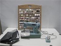 Singer Sewing Machine & Thread Rack See Info