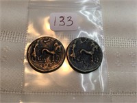 Pair of Green Tetradrachm Copy Coins