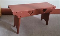 Red heart cut out bench - Aprx 33x11x17 tall