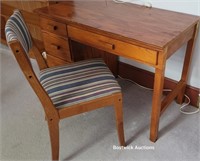 Knee hole desk with striped chair