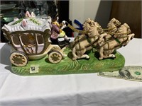 Ceramic Carriage & Horses Figurine