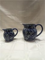 Calico blue floral pitchers Iron Stone