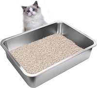 ZuHucpts Stainless Steel Cat Litter Box, Extra