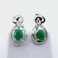 Sterling Silver Natural Emerald (2.9ct) Earring