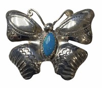 Benally Silver Turquoise Butterfly Brooch