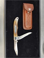 ~Old Timer 2 Blade Pocket Hunter Knife w Sheath