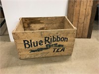 Blue Ribbon Tea box. Wood