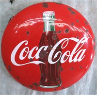 24" PORCELAIN COATED METAL COCA-COLA BUTTON SIGN