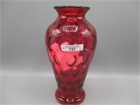 Fenton 10" cranberry Coin Dot vase