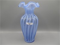Fenton 10.5" blue opal Melon Rib vase