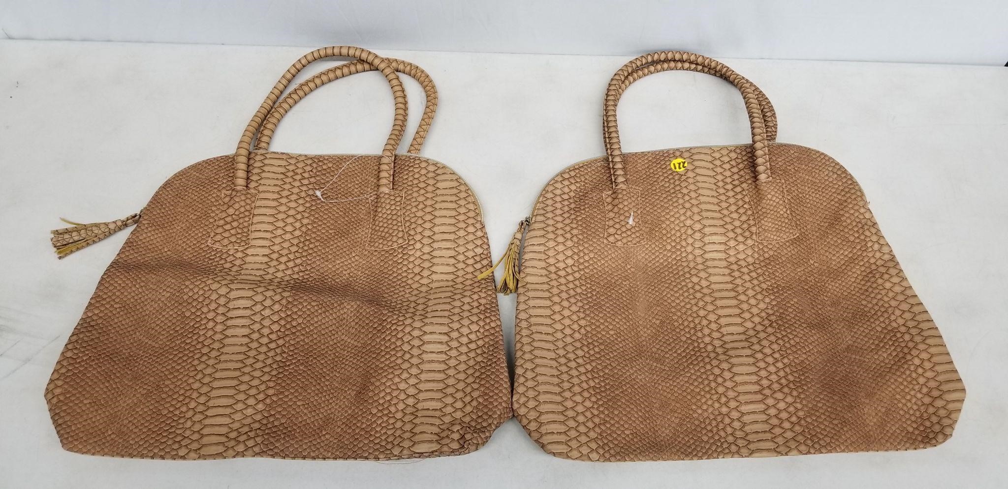 2 NEW FAUX SNAKE SKIN LARGE PURSES/TOTES