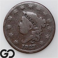 1827 Coronet Head Large Cent, VG Bid: 75