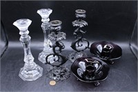 3 Candlestick Prs, Wedgwood Lead Crystal, Gothic+