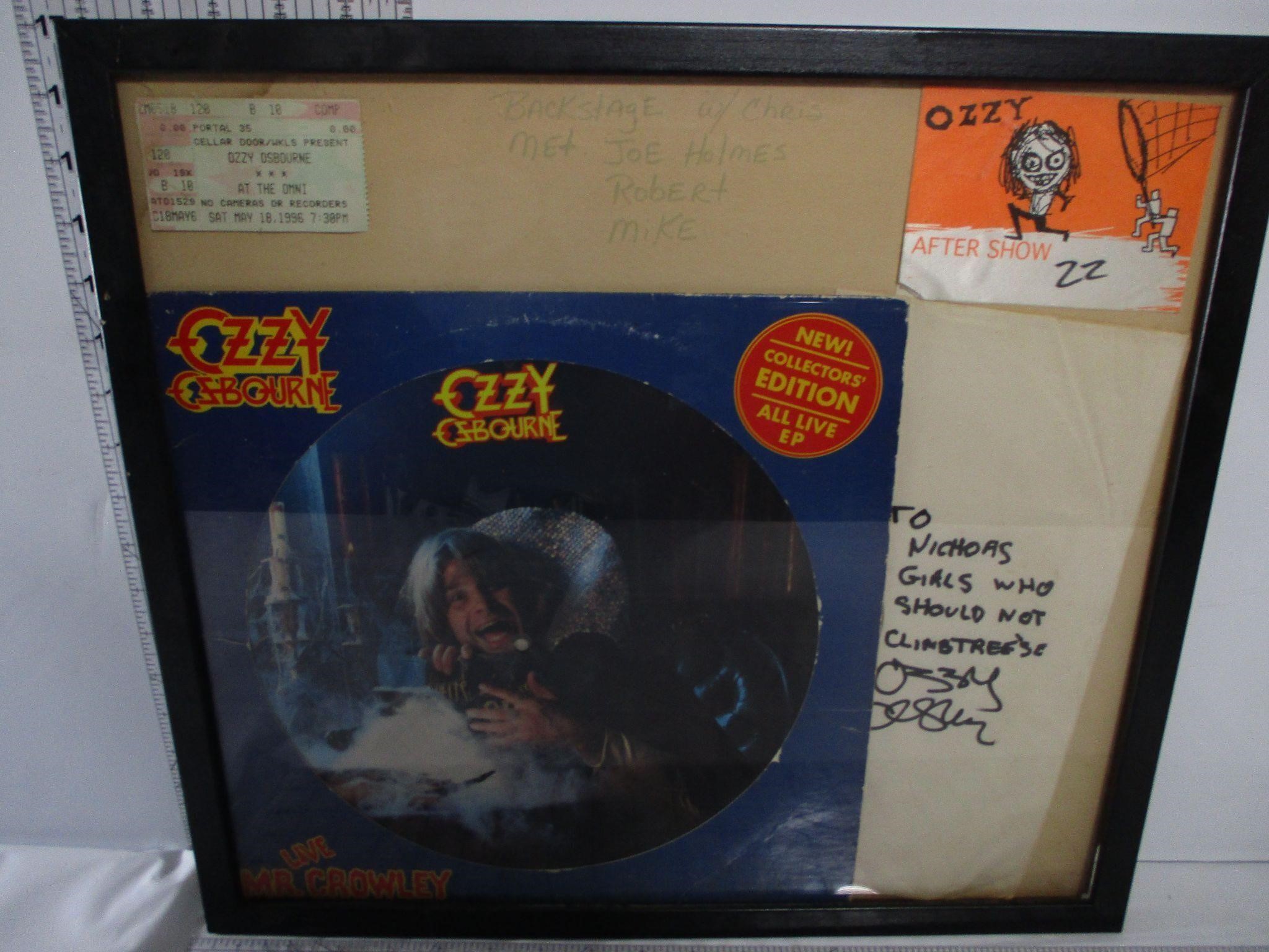 Ozzy Ozbourne Record and Memorabilia Signed