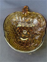 Vintage amber glass grape pattern bowl