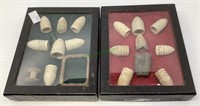 Two small display boxes filled with Civil War