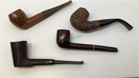 Lot of four vintage smoking pipes including