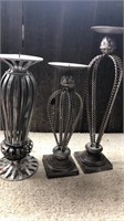 (3) Tall Metal Candlesticks