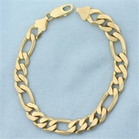 Mens Italian Figaro Link  Bracelet in 14k Yellow G