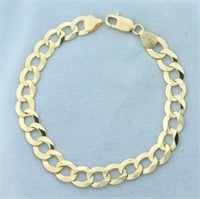 Mens Curb Link Bracelet in 10k Yellow Gold