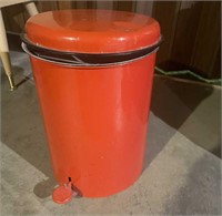 Red Metal Step Open Trash Can