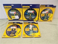 (5) IRWIN 7 1/4" CIRCULAR SAW BLADES