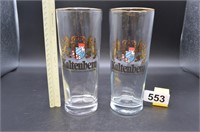 Pair of Kaltenberg Pint glasses beer larger