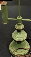 old 24" green toleware vintage lamp
