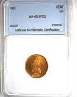 1903 Indian Cent NNC MS-65 RD LISTS FOR $675