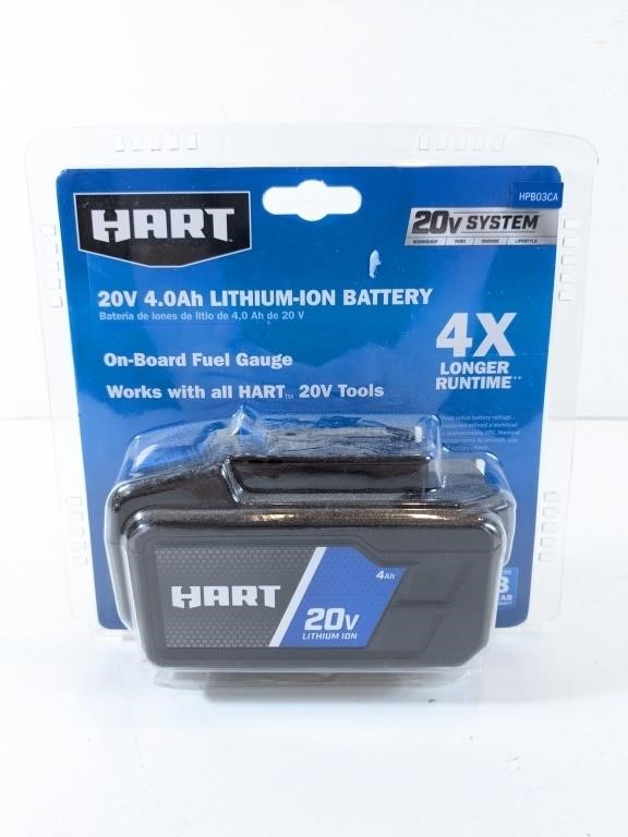 NEW Hart: 20V 4.0Ah Lithium-Ion Battery