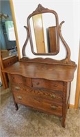 Vintage Oak Dresser w/Tilting Mirror