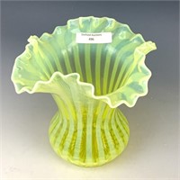 Fenton Vaseline Opal Striped Vase
