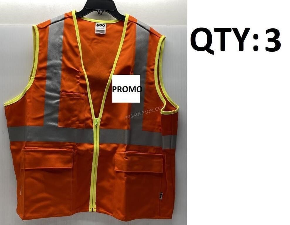 XL Lot of 3 AGO Promotional Safety Vests - NEW