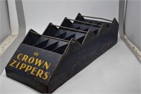 CROWN ZIPPERS Vintage Metal Store Display Rack
